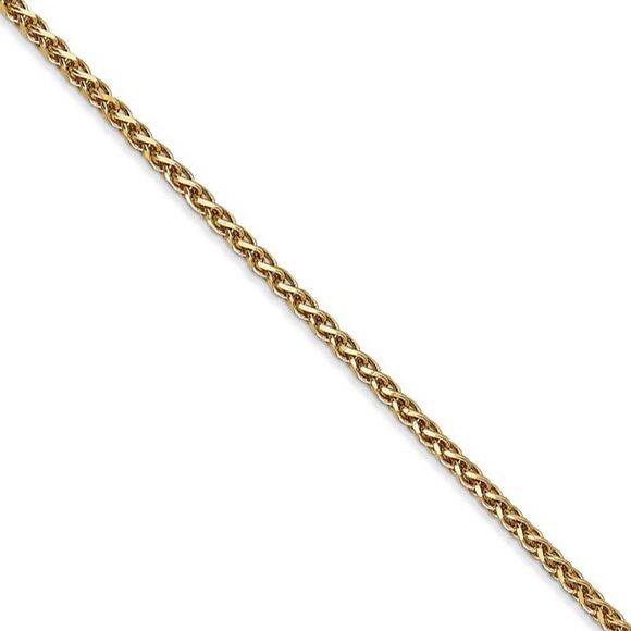 1.8mm 14k Yellow Gold Diamond Cut Solid Spiga Chain Necklace 18 Inch